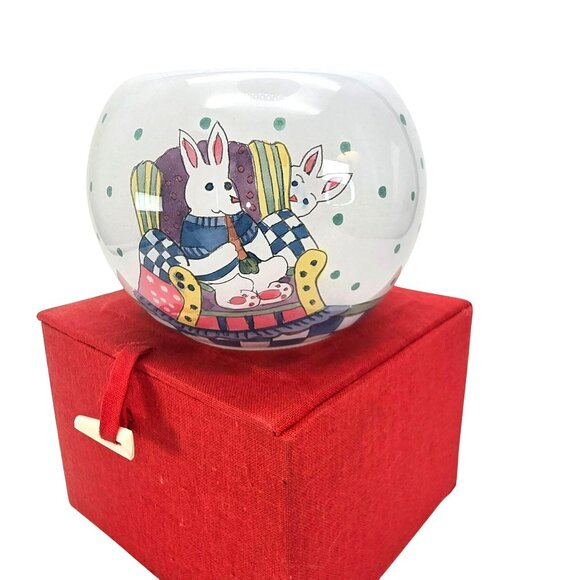 Easter Bunny Glass Bunny Tea Light Holder With Gift Box JE308 - Picture 2 of 9